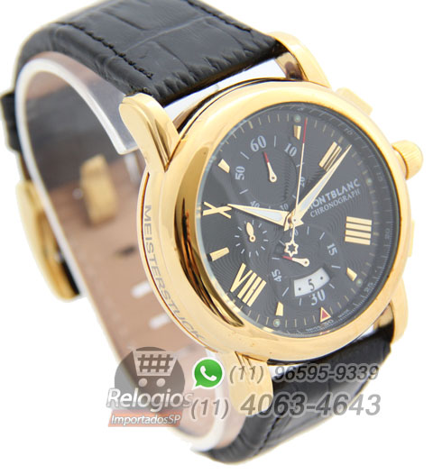 products montblanc chronograph new dourado black lado
