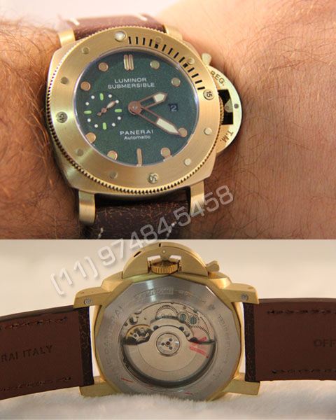products panerai submersible ceramica gold green pulso