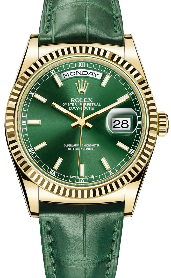 products replica rolex day date gold green edition 1